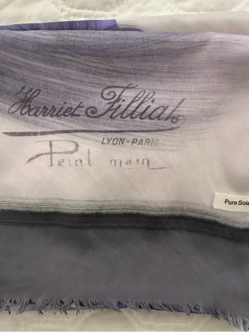 Harriet Filliat Lyon-Paris Silk Scarf in Soft Gray Lavender